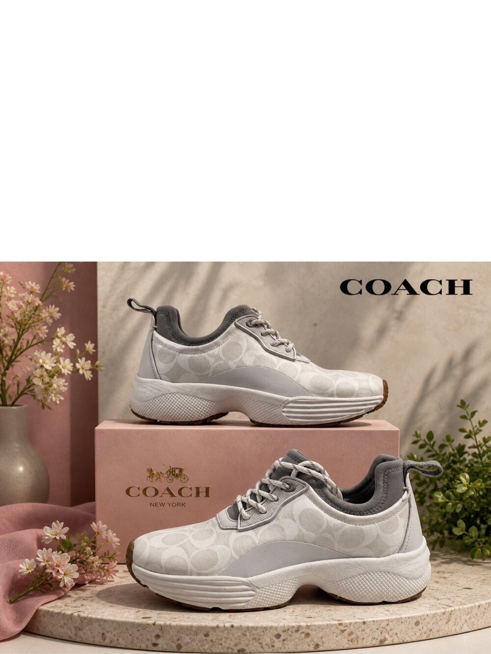 Coach Women’s Chalk Signature Coated Canvas C270 Sneakers Sz. 8.5